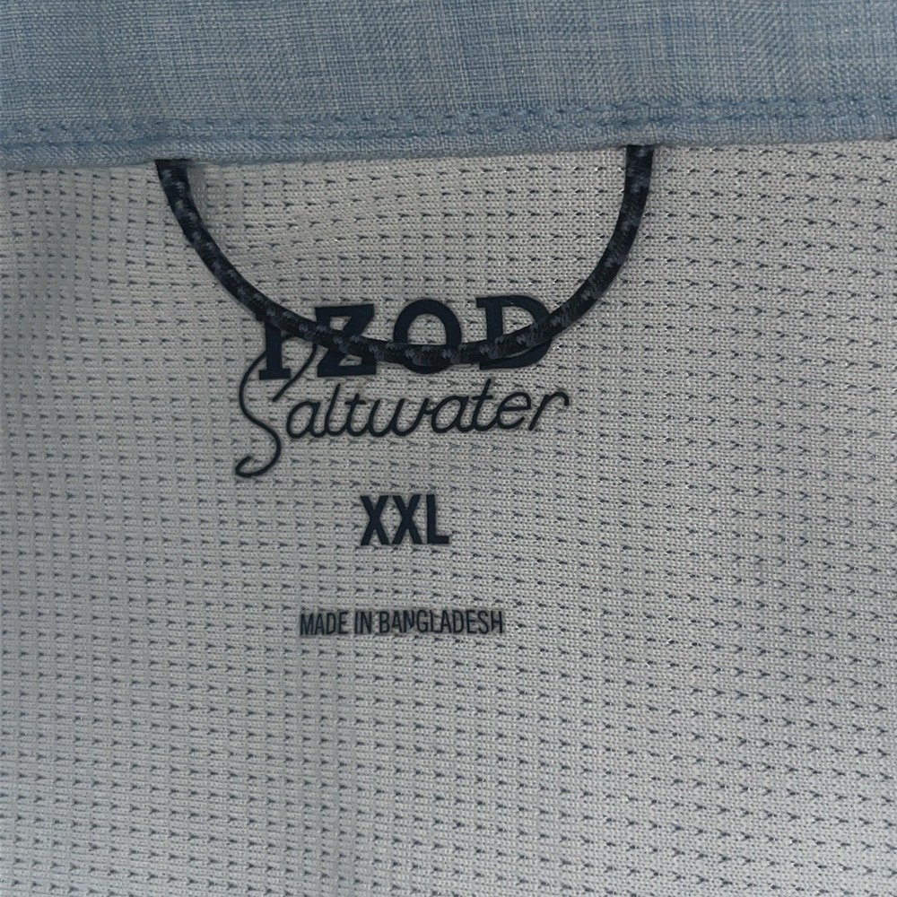 IZOD Saltwater Blue Short Sleeve Button Up Shirt Men's XXL - Picture 6 of 10